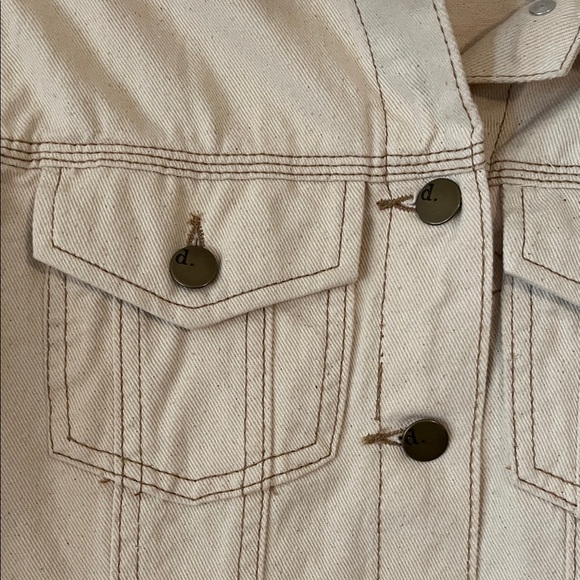 d. Jeans Classic Cream Denim Jacket Large - Picture 3 of 9